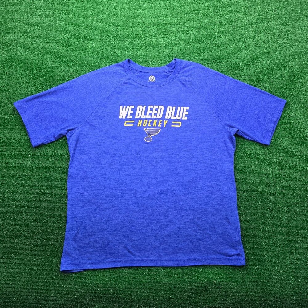 St Louis Blues Tshirt Mens XL Blue NHL Hockey Sports Casual We Bleed Blue